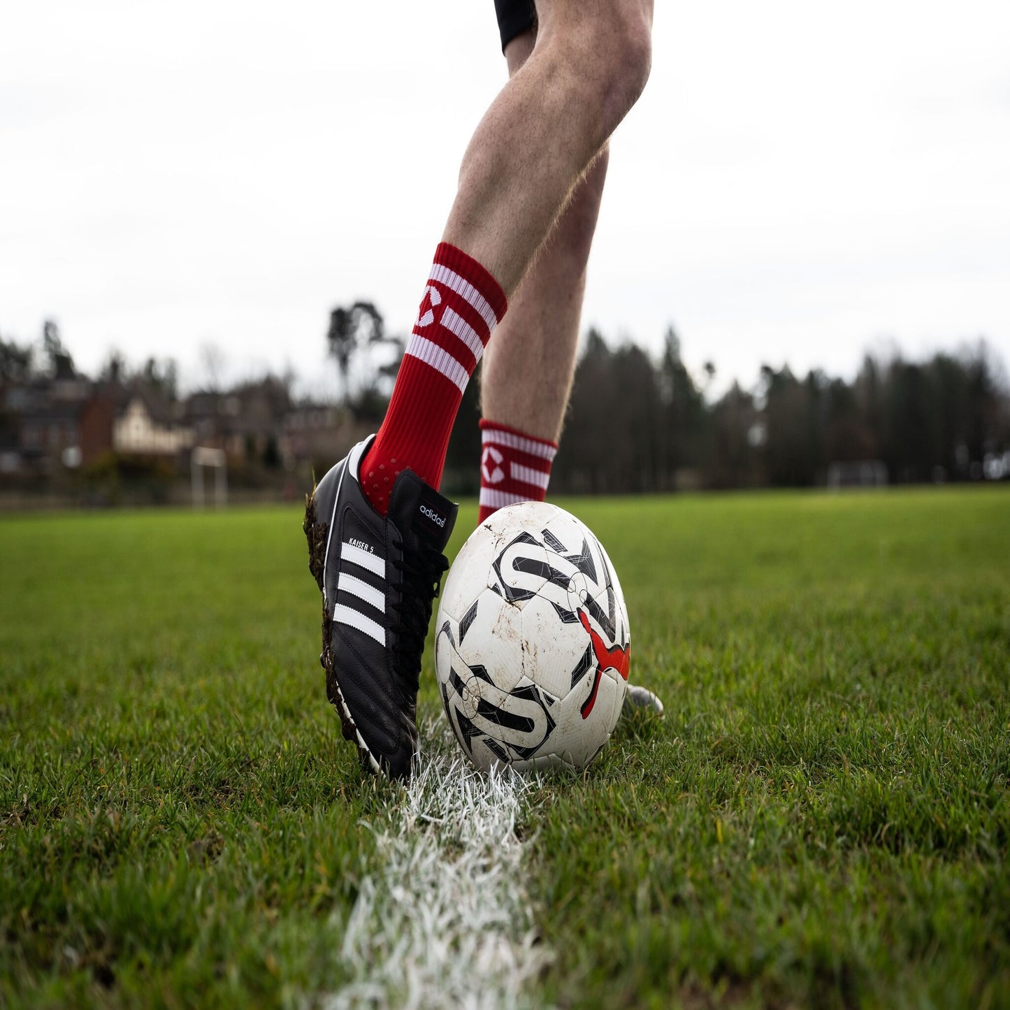 360 Degree Grip Socks Red and White