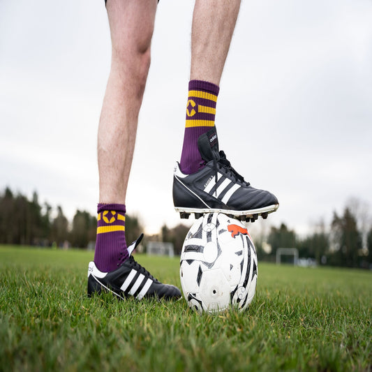 360 Degree Grip Socks - Purple and Gold