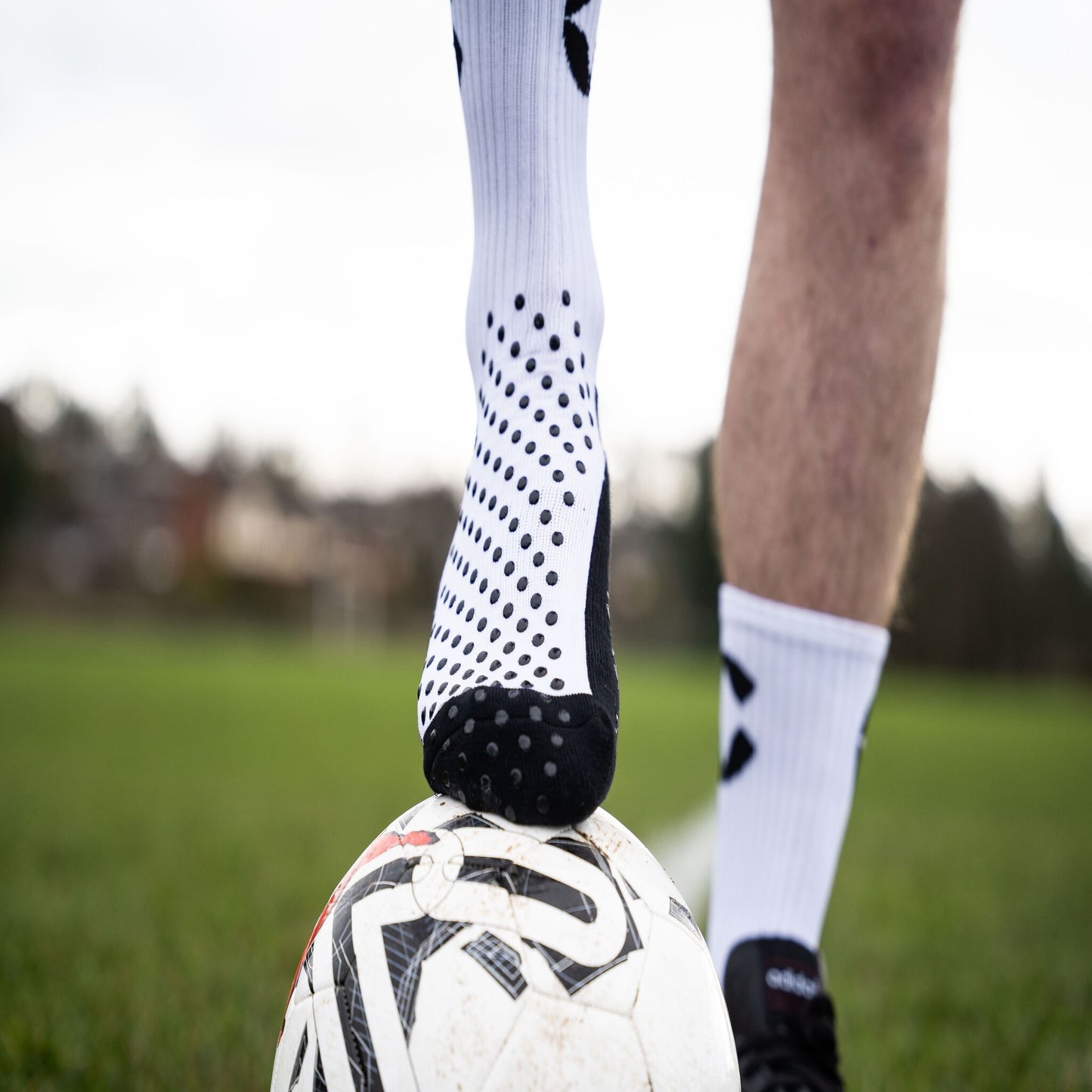360 Degree Grip Socks -  White and Black Logo