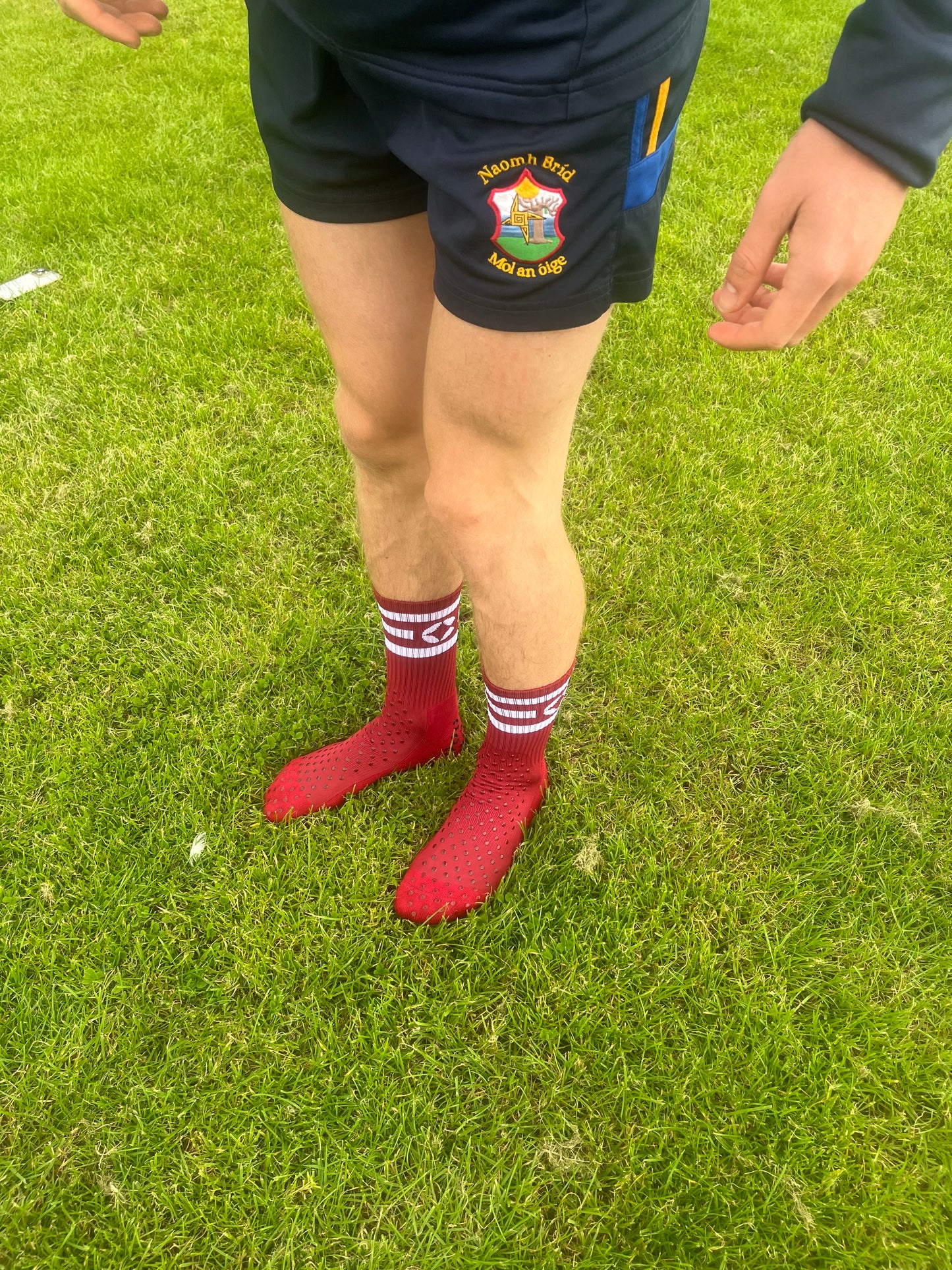 Maroon and White 360 Degree Grip Socks