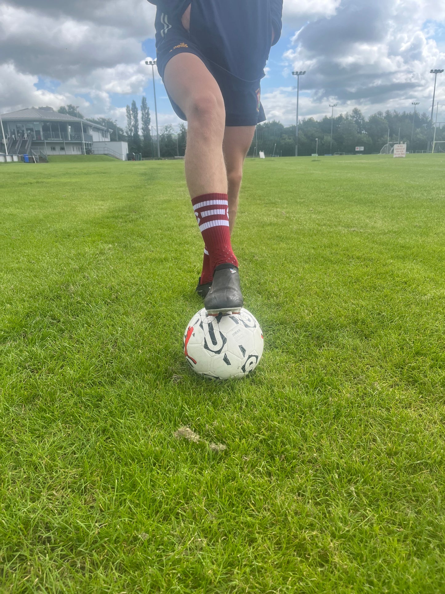Maroon and White 360 Degree Grip Socks
