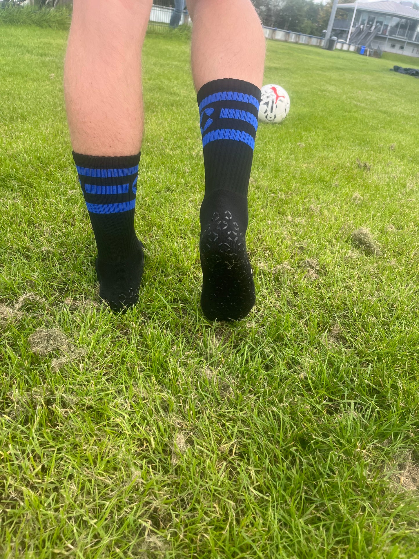 Black and Blue 360 Degree Grip socks