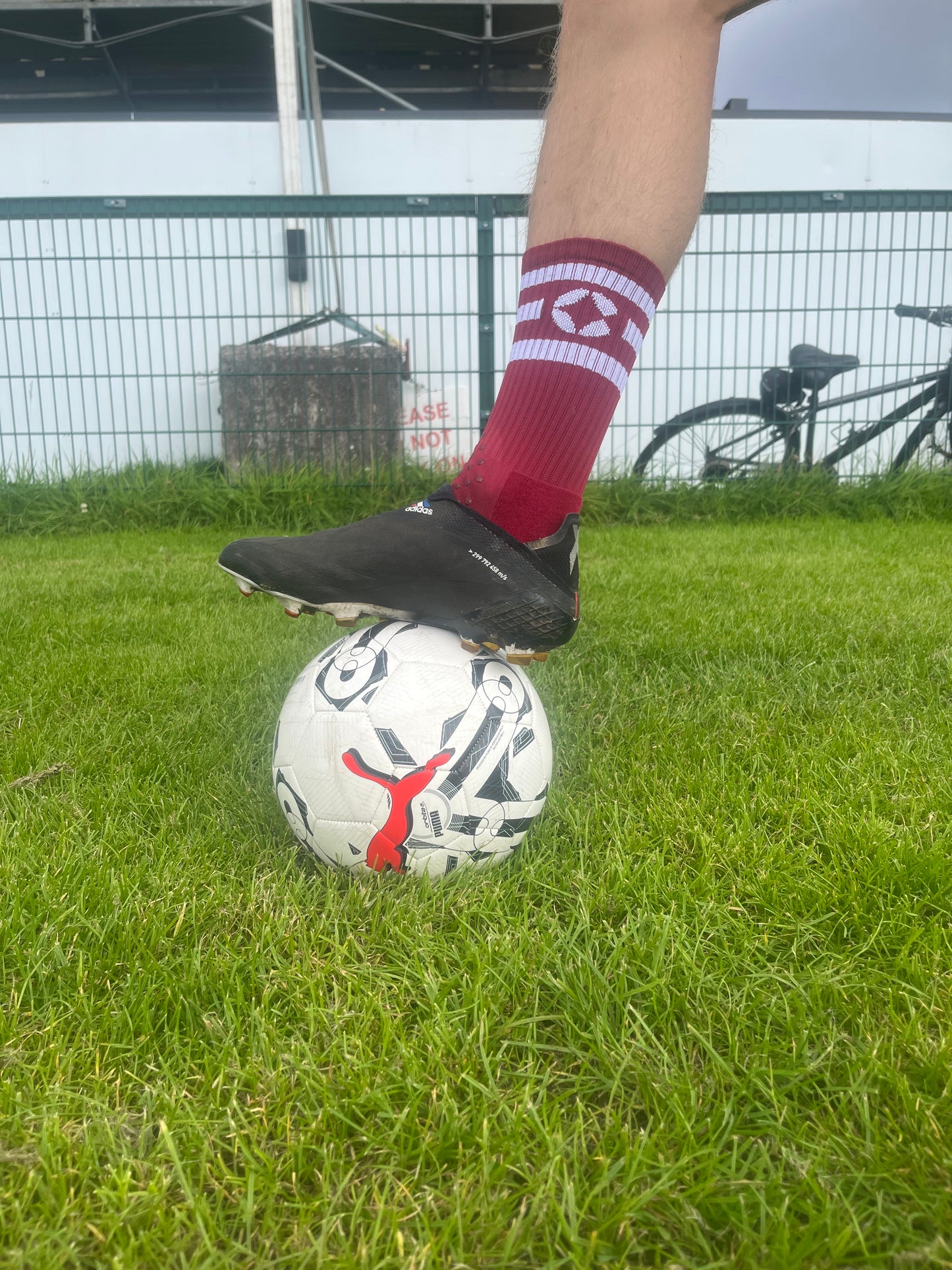 Maroon and White 360 Degree Grip Socks