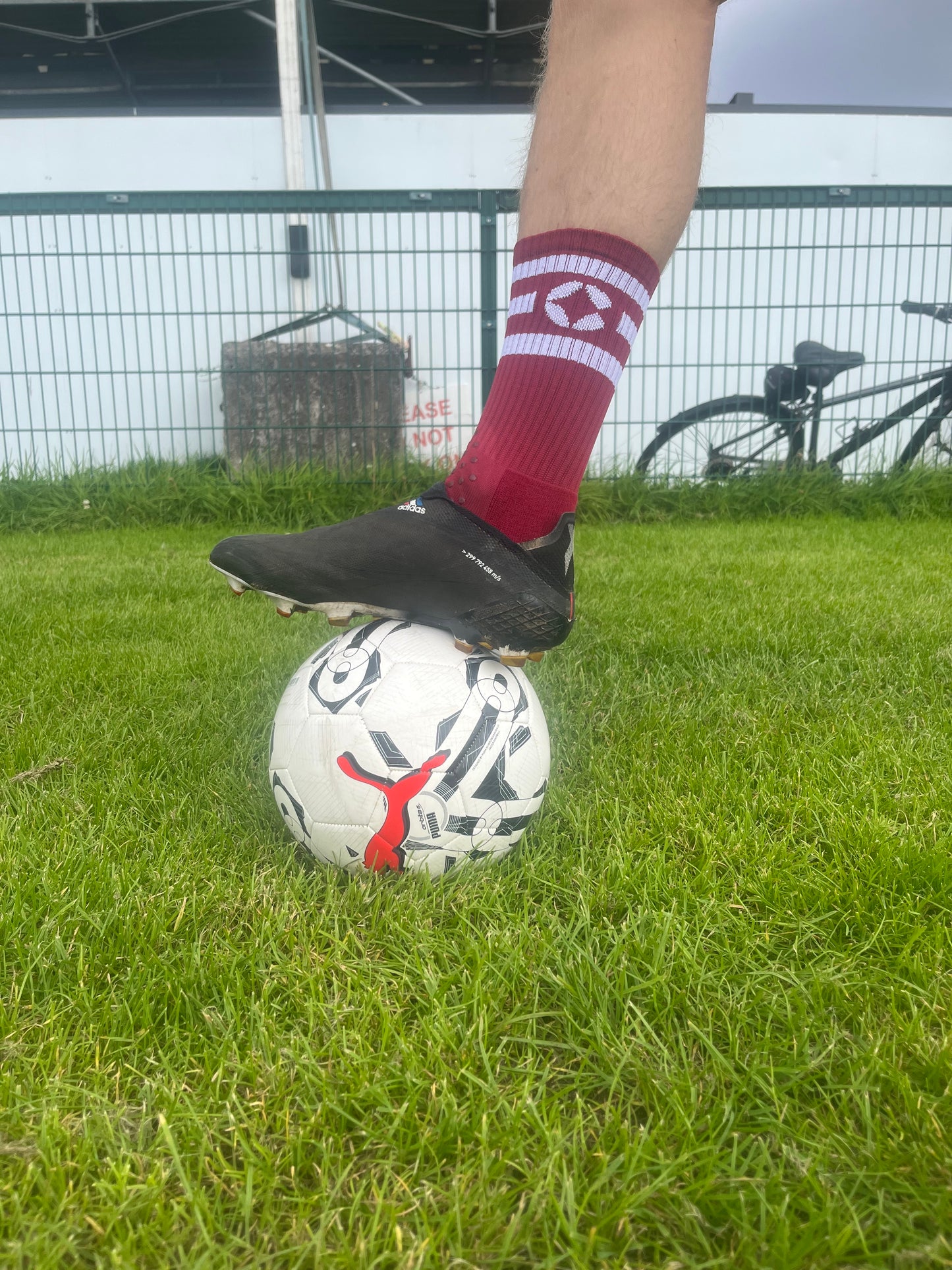 Maroon and White 360 Degree Grip Socks