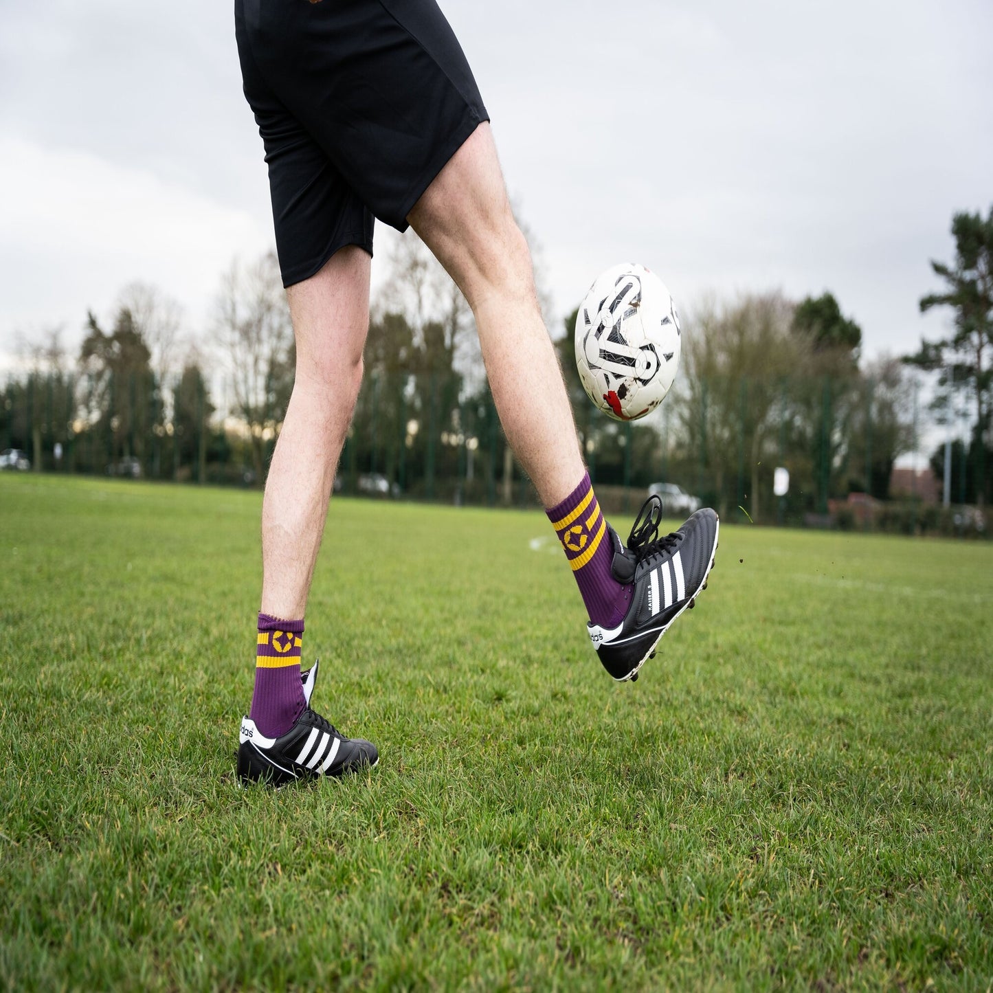 360 Degree Grip Socks - Purple and Gold