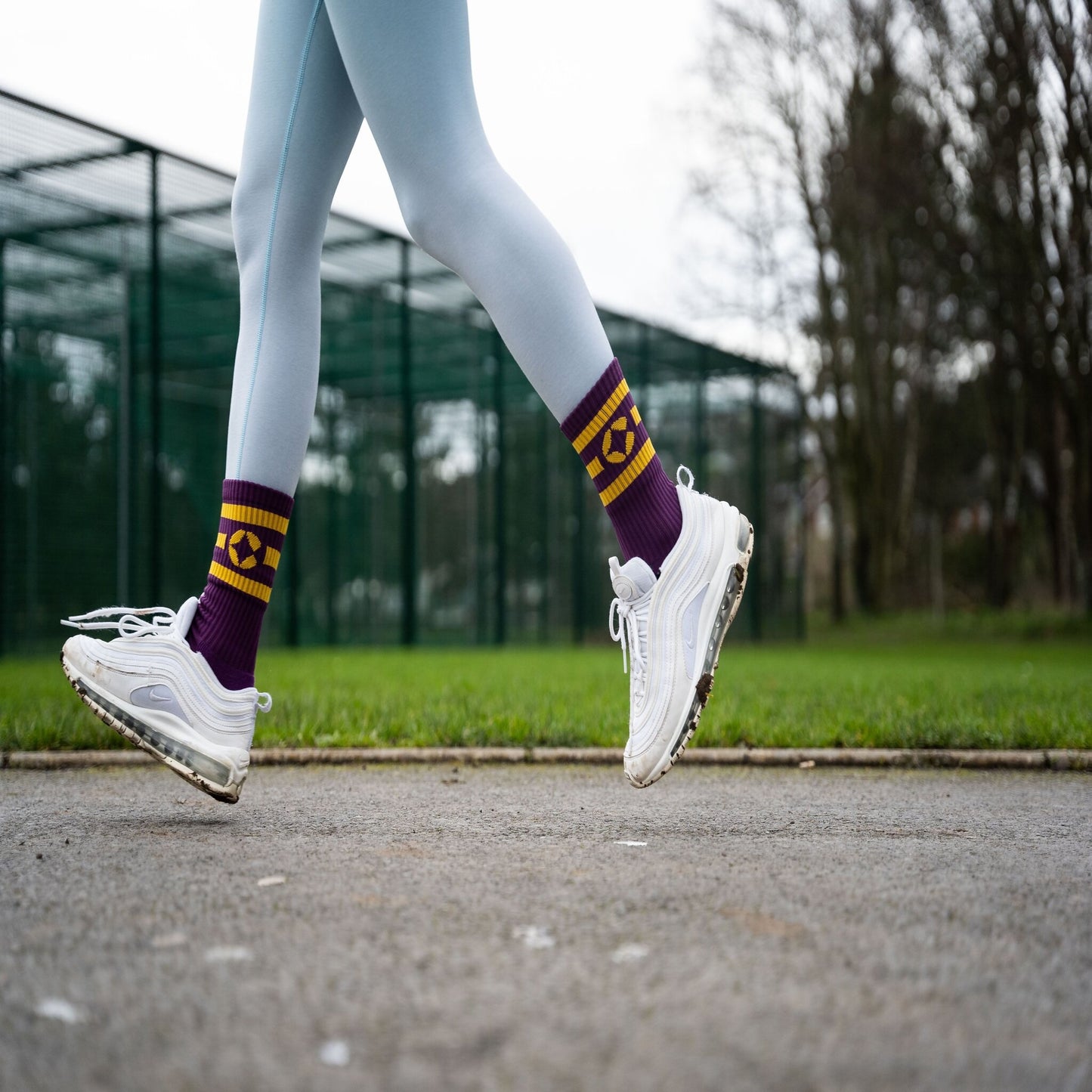 360 Degree Grip Socks - Purple and Gold