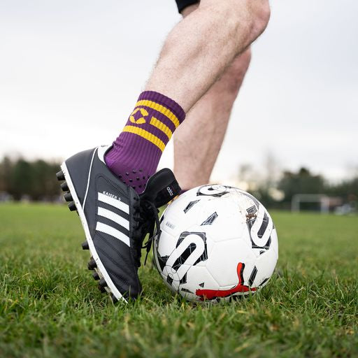 360 Degree Grip Socks - Purple and Gold