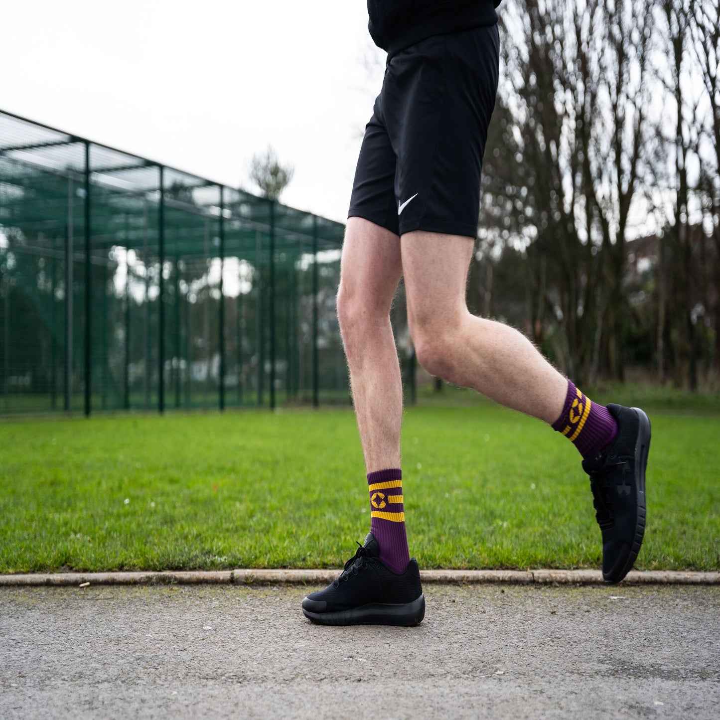 360 Degree Grip Socks - Purple and Gold